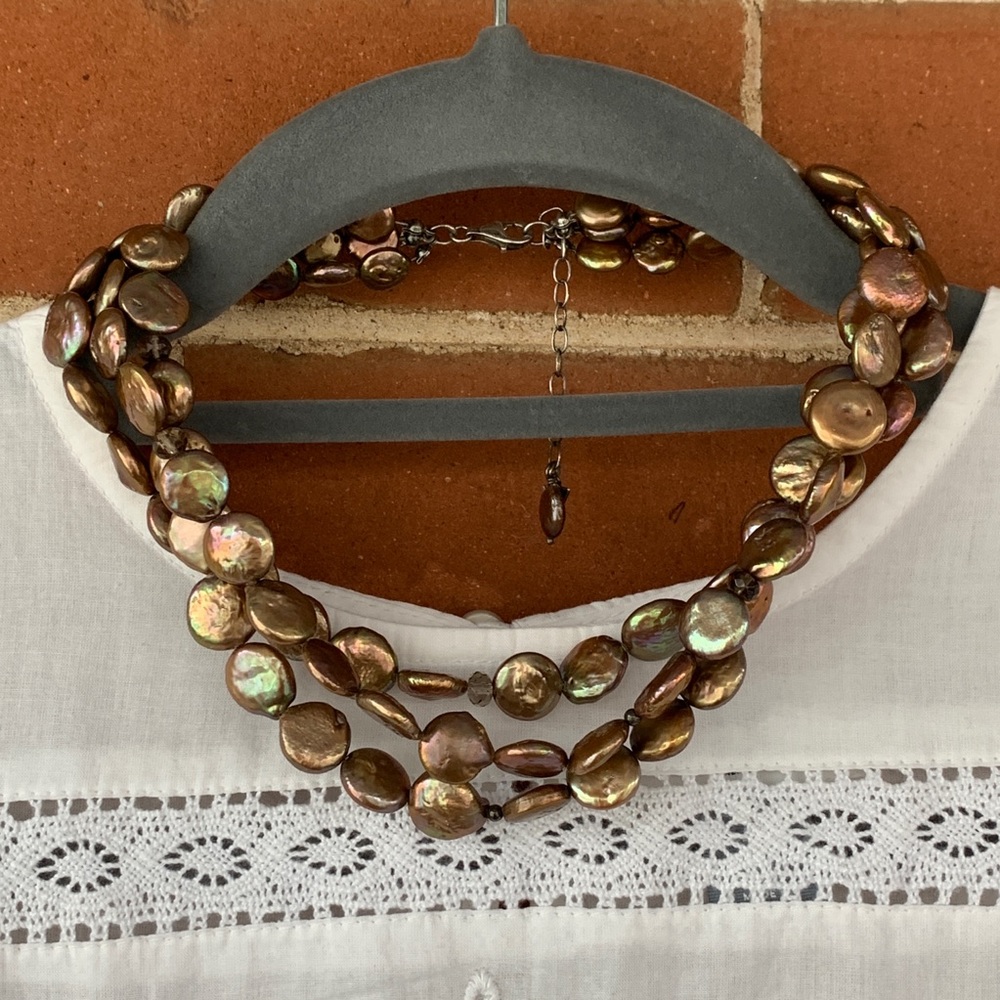SILPADA silver copper bronze coin pearl necklace - Picture 3 of 5